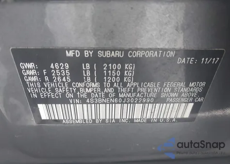 2018 Subaru Legacy 3.6R Limited из США, поврежденный, VIN 4S3BNEN60J3022990